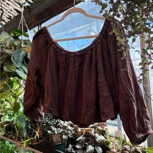 We The Free Women's Brown Peasant Top